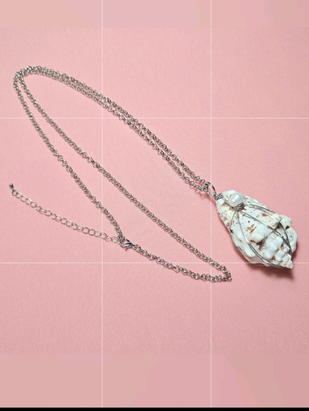 Handmade Wired Natural Conch Shell Boho Beach Summer Super Long Necklace